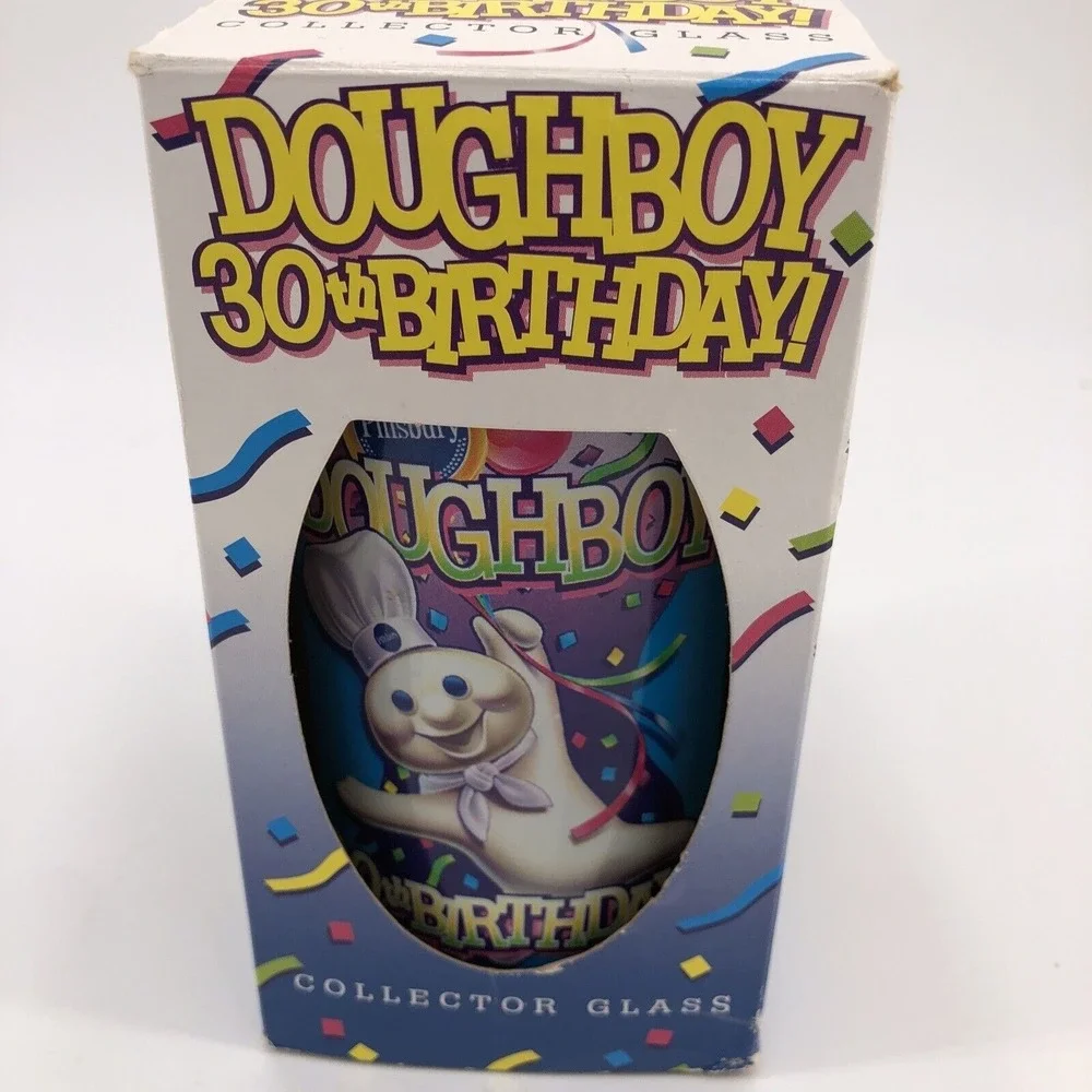 Pillsbury Doughboy Collector Glass 1995 Original Box 30th Birthday VTG Collector